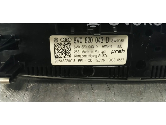 Блок управления климат-контролем 8V0820043D, 8V0820043DIMJ   Audi A3 S3 8V