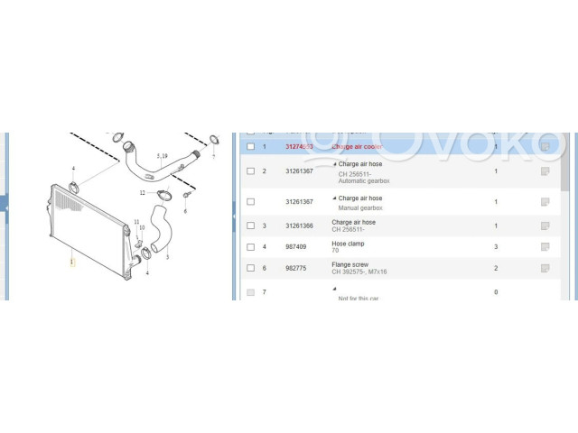 Интеркулер  31274553   Volvo XC90 