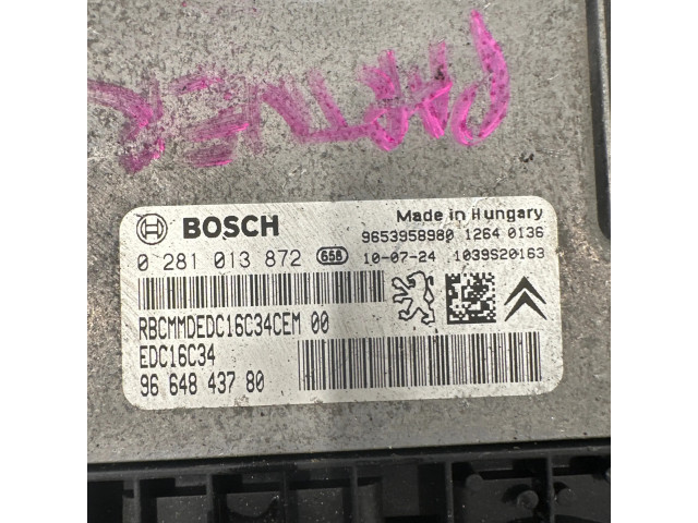 Řídící jednotka 0281013872, 9664843780 Citroen Berlingo 2011