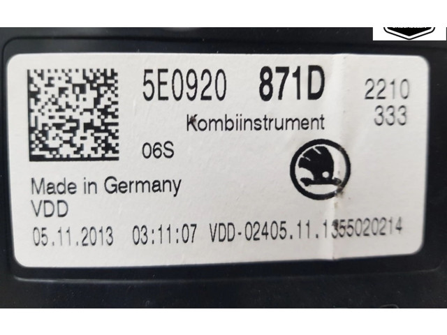 Панель приборов 5E0920871D, 5E0920871D Skoda Octavia Mk3 (5E)