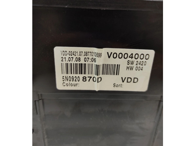 Přístrojová deska  Volkswagen Tiguan 2008 5N0920870D, A2C53023102  