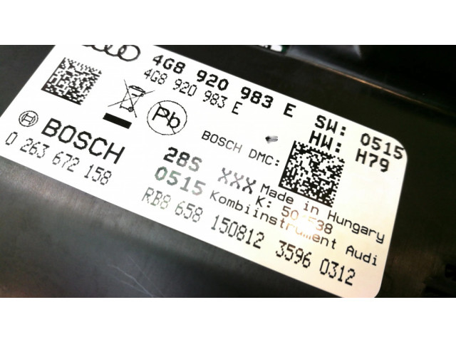 Панель приборов 4G8920983E, 0263672158   Audi A7 S7 4G       