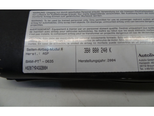 Подушка безопасности в сиденье 3B0880240K, 020TYR4G6B00 Skoda Superb B5 (3U)