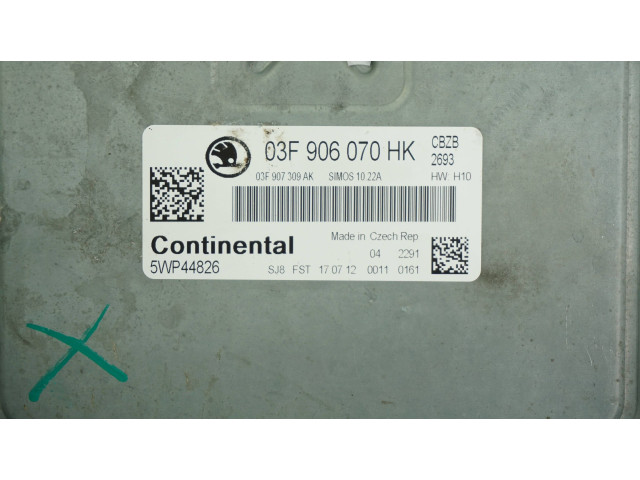 Блок управления двигателя 03F906070HK, 5WP44826 Skoda Fabia Mk2 (5J)