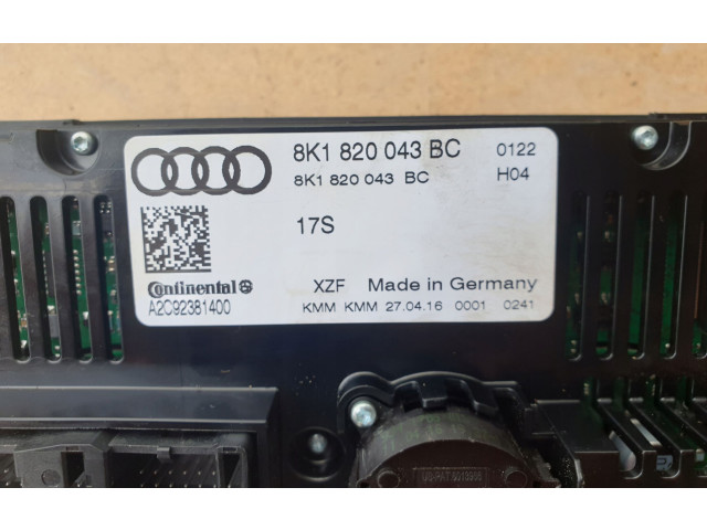 Блок управления климат-контролем 8K1820043BC, 8K1820043BC Audi A5 Sportback 8TA