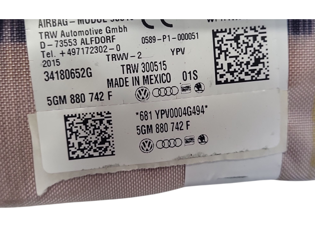 Боковая подушка безопасности 34180652G, 5GM880742F Volkswagen e-Golf