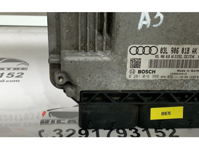 Блок управления двигателем Блок управления 03L906018AK, 0281016399   Audi A3 8Y