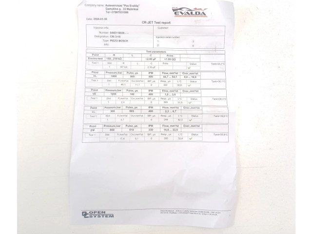 Форсунка 0445116036    Volvo V70  D5244T14 