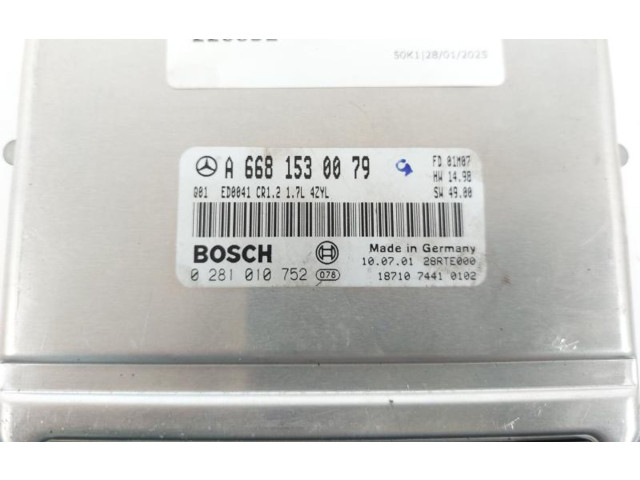 Блок управления двигателя 0281010752, 0281010752 Mercedes-Benz A W168