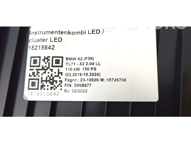 Přístrojová deska BMW X2 F39 2022 027360, 62105A3B664