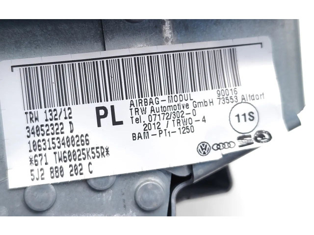 Подушка безопасности пассажира 5J2880202C, 34052322D   Skoda Fabia Mk2 (5J)