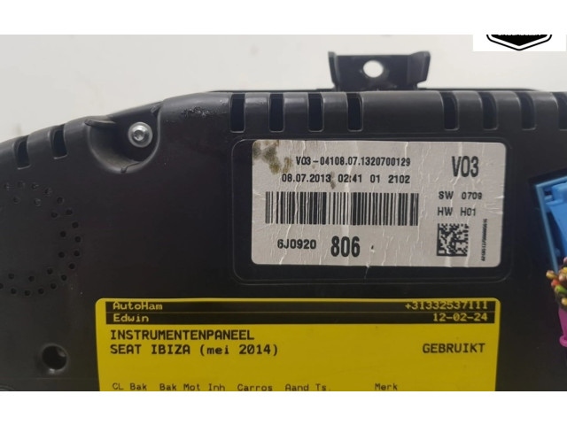 Přístrojová deska Seat Ibiza IV (6J,6P) 2014 6J0920806, 6J0920806