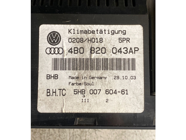 Блок управления климат-контролем 4B0820043AP, 5HB00760461   Audi A6 S6 C5 4B