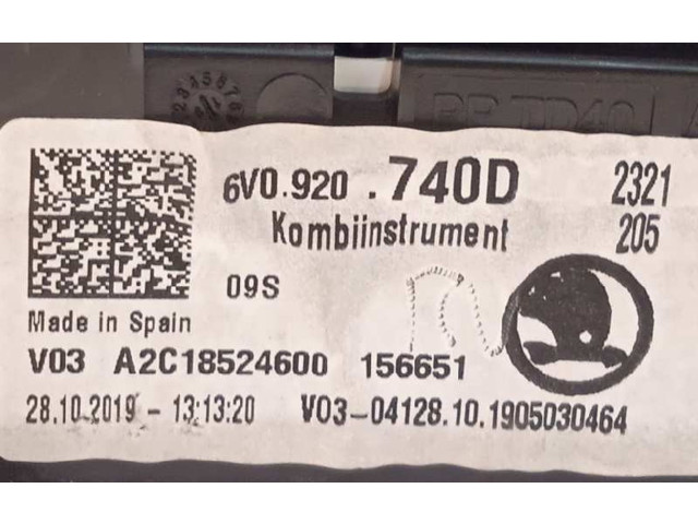 Панель приборов 6V0920740D, A2C18524600   Skoda Fabia Mk3 (NJ)       