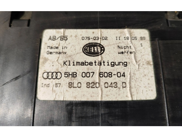 Блок управления климат-контролем 8L0820043D, D750302 Audi A3 S3 8L