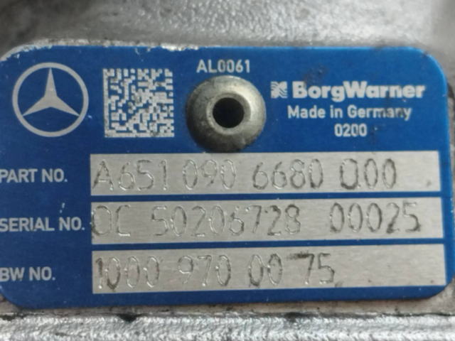 Turbodmychadlo Турбина A6510905780, A6510906680 Mercedes-Benz SLK R172 2.1 CDI 651980