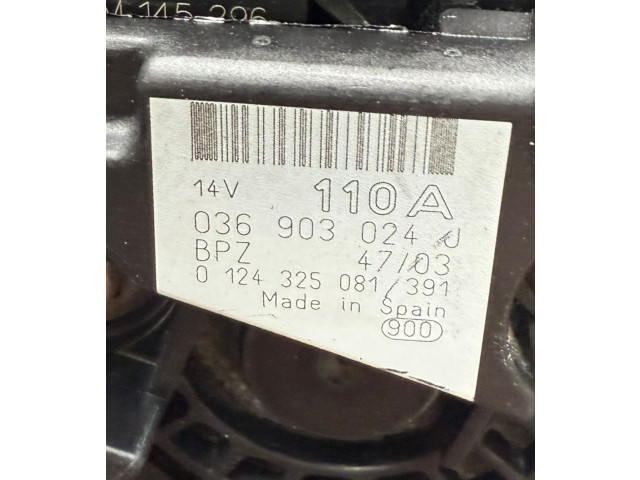Генератор 036903024J, 0124325081   Skoda Fabia Mk2 (5J)      