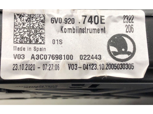 Панель приборов 6V0920740E   Skoda Fabia Mk3 (NJ)       