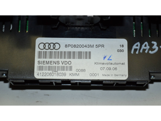 Блок управления климат-контролем 8P0820043M, 412206018039 Audi A3 S3 A3 Sportback 8P