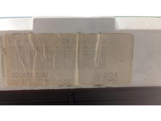 Панель приборов 3D0920982B, 0263619304   Volkswagen Phaeton       