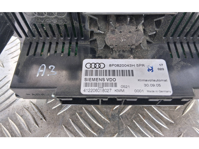 Блок управления климат-контролем 8P0820043H, 412206018027 Audi A3 S3 8P