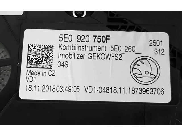 Панель приборов 5E0920750F, 5E0920750FX   Skoda Octavia Mk3 (5E)       