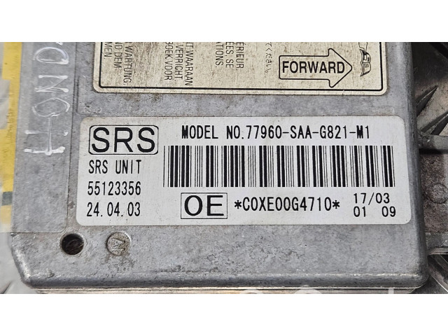 Блок подушек безопасности 77960SAAG821M1, 55123356   Honda Jazz