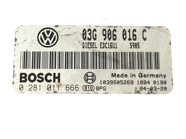 Řídící jednotka 03G906016C, 1039S05269   Volkswagen Caddy 2009