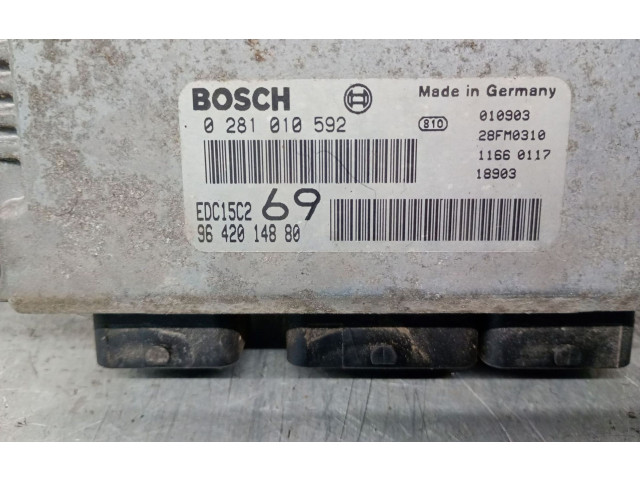 Блок управления двигателя 9642014880, 0281010592BOSCH Peugeot 306
