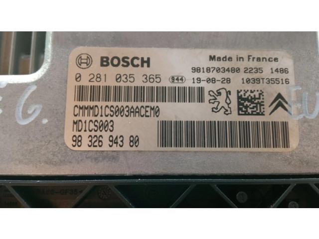 Řídící jednotka 0281035365, 9832694380 Citroen Berlingo 2019