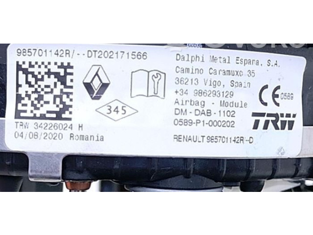 Подушка безопасности водителя 985701142R   Dacia Lodgy