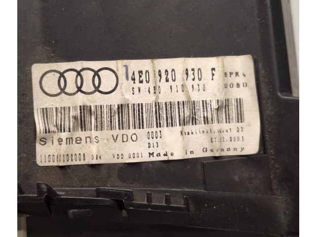 Přístrojová deska  Audi A8 S8 D3 4E 2004 4E0920900E  