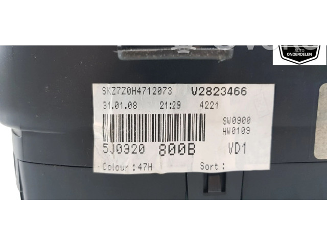 Přístrojová deska Skoda Roomster (5J) 2008 5J0920800B, 5J0920800B