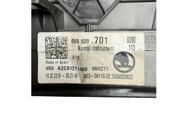 Панель приборов 6V0920701, A2C91255200 Skoda Fabia Mk3 (NJ)