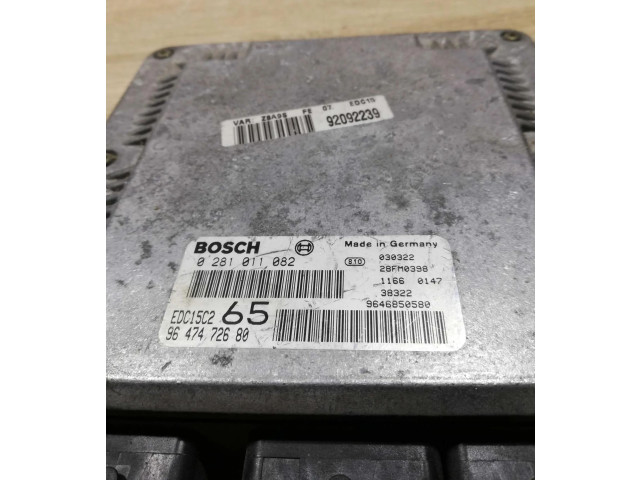 Řídící jednotka 9647472680, 0281011082 Peugeot 607 2000