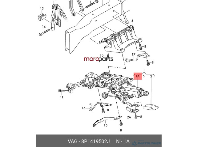    Рулевая рейка 8P1419502J, 8P1419502J   Audi A3 S3 8P 2003 - 2012 года