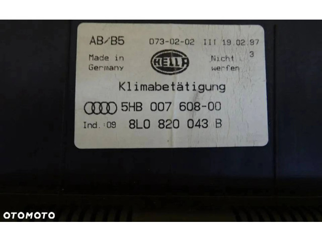 Блок управления климат-контролем 8L0820043B, 5HB007608-00   Audi A3 S3 8L