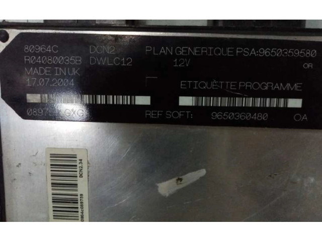 Řídící jednotka 80964C, 9650360480 Citroen Berlingo 2006
