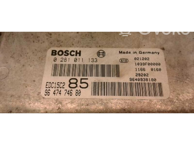 Блок управления двигателя 0281011133, 9647474680 Lancia Phedra