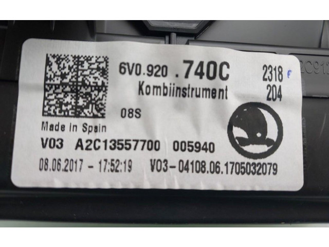 Панель приборов 6V0920740C   Skoda Fabia Mk3 (NJ)       