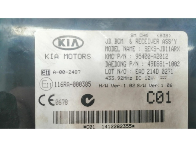 Блок управления 95400A2012, 116RA000385   KIA Ceed