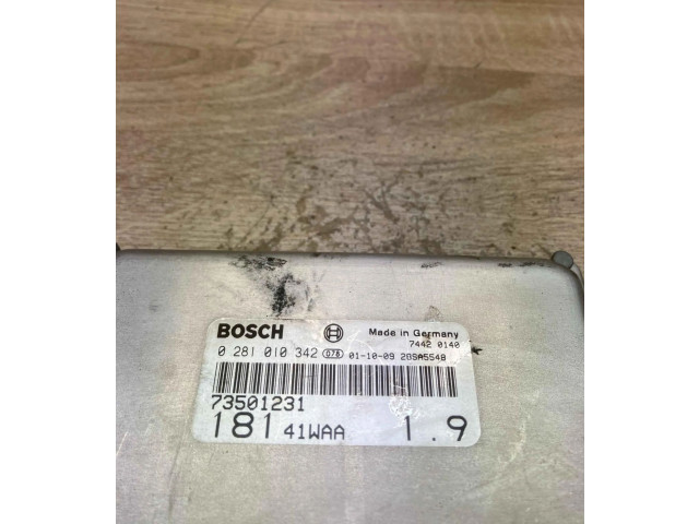 Блок управления двигателем Блок управления 73501231, 0281010342   Fiat Marea