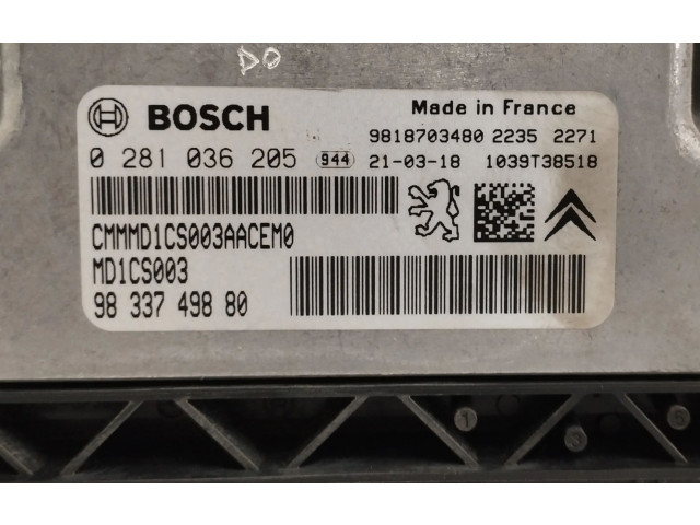 Блок управления двигателя 9833749880, 0281036205 Peugeot Partner III