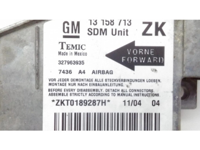 Блок подушек безопасности 13158713ZK, 327963935 Opel Meriva A