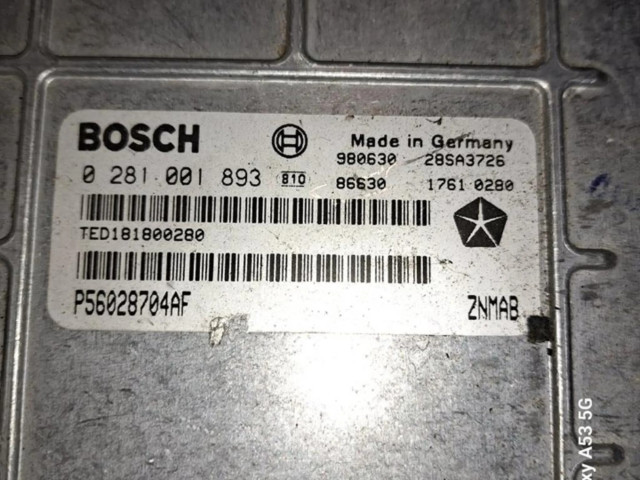 Блок управления двигателя 0281001893, CENTRALITAMOTORUCE Jeep Grand Cherokee