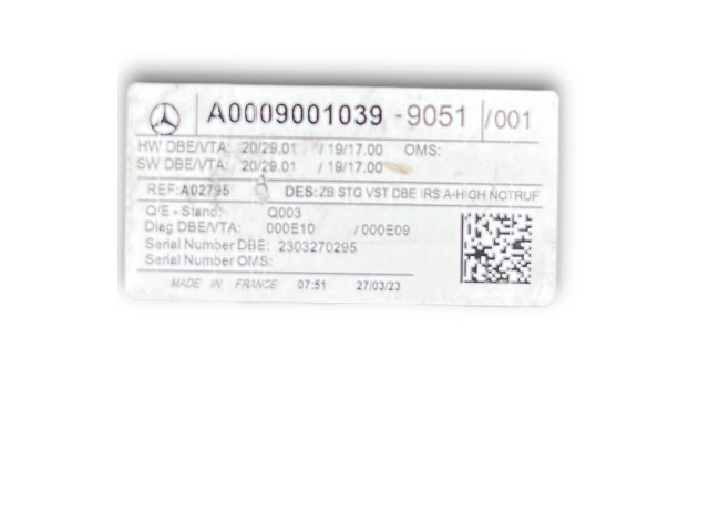 Блок комфорта NR78, A0009001039   Mercedes-Benz GLB x247   