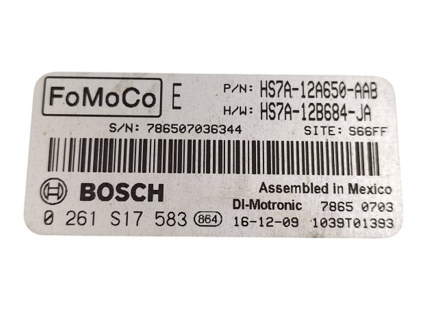 Блок управления двигателя HS7A12A650, HS7A12A650AAB Ford Fusion II