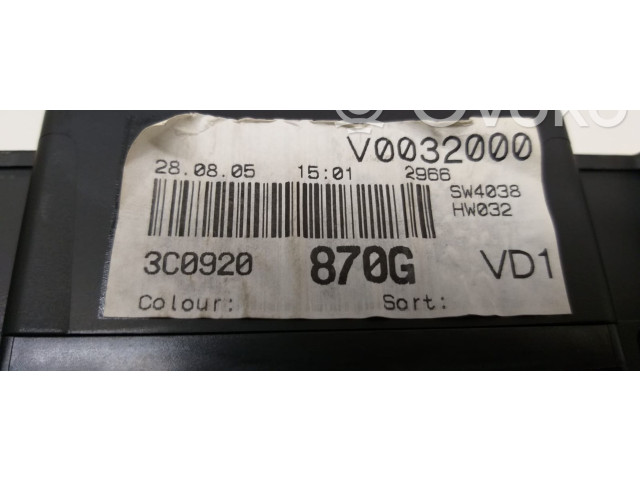 Přístrojová deska Volkswagen PASSAT B6 2005 3C0920870G, A2C53106067