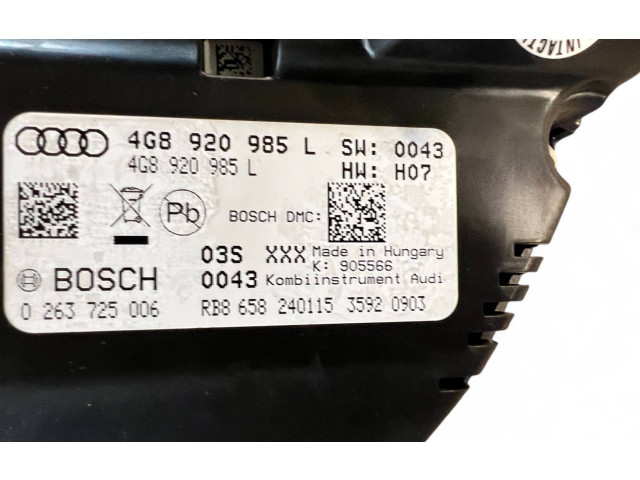 Přístrojová deska Audi A6 S6 C7 4G 2015 4G8920985L, 0263725006