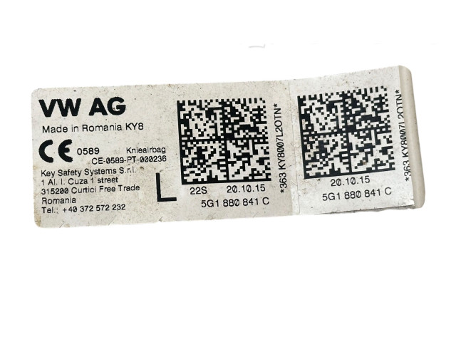 Подушка безопасности для колен 5G1880841C, 40372572232 Volkswagen e-Golf